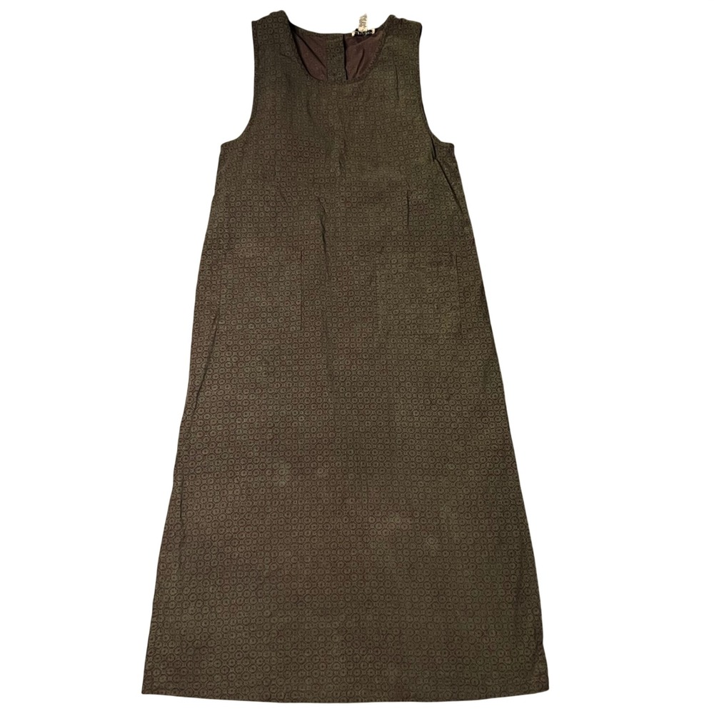 Putumayo Womens Olive Green Corduroy Geometric Print Sleeveless Maxi Dress M